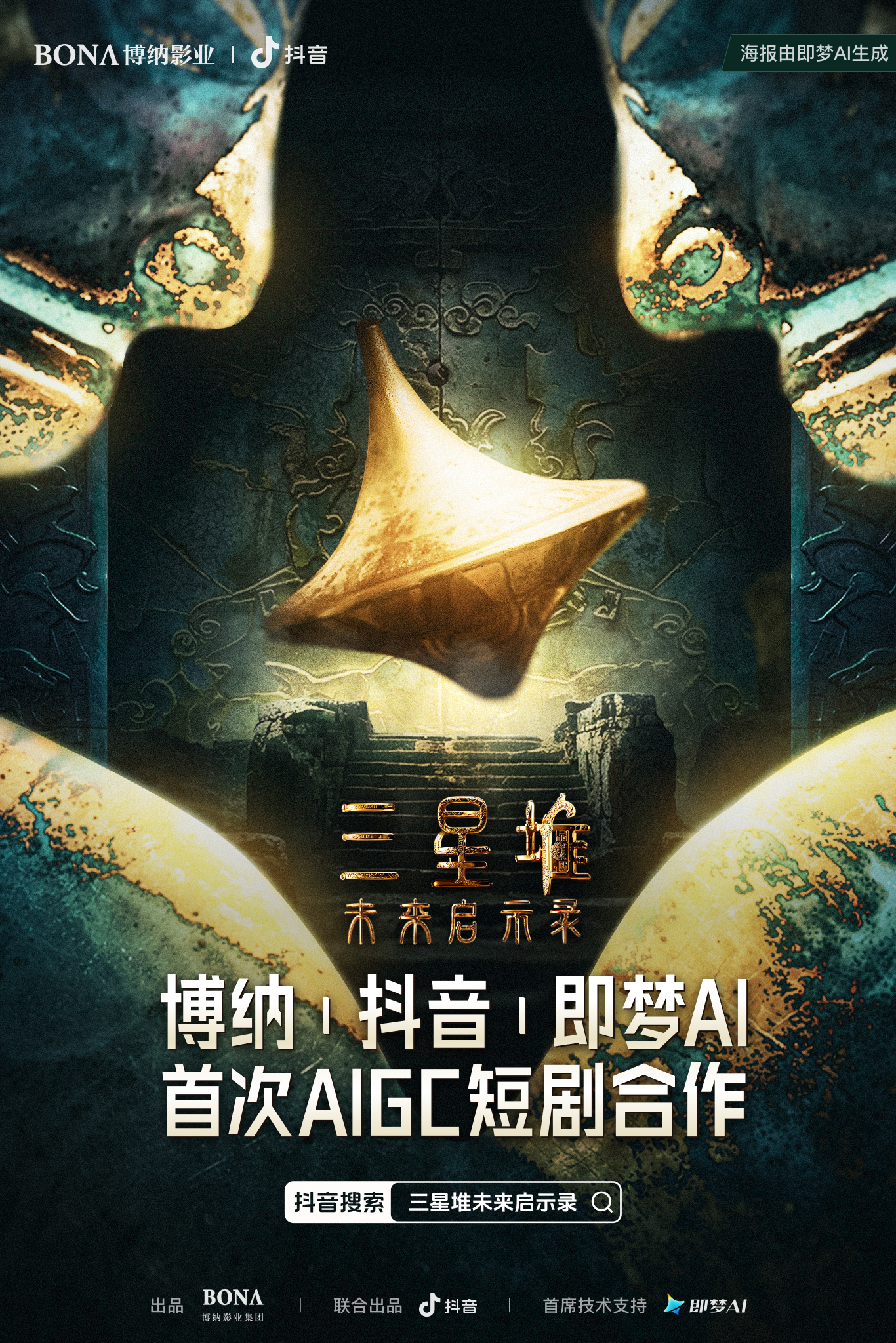 抖音聯(lián)合博納出品AIGC科幻短劇集《三星堆：未來啟示錄》，即夢AI提供首席技術(shù)支持